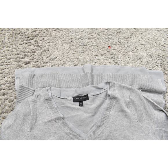 Lane Bryant Gray Pullover Sweater Plus Size 22/24 V Neck Long Sleeve Soft - Picture 7 of 8